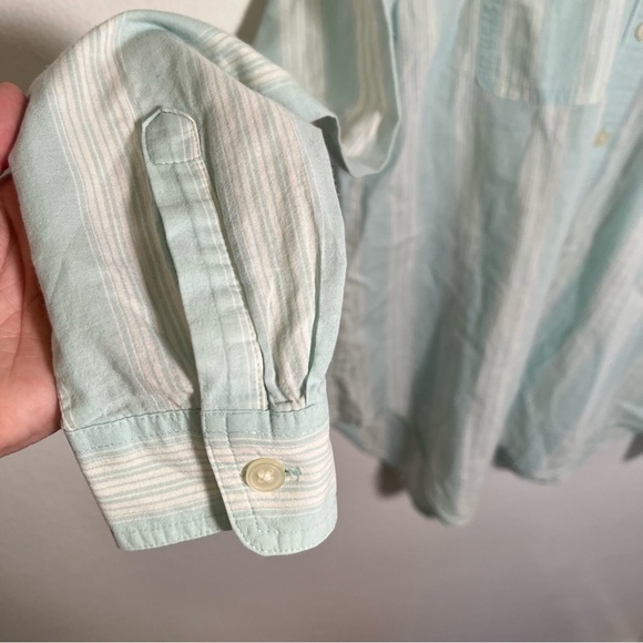 Loft Button Down Shirt Mint Green White Stripes - Picture 9 of 14